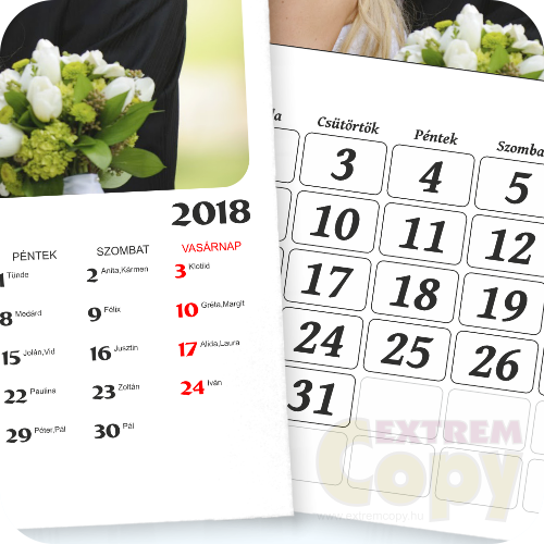 Egyszerű megjelenésű egyedi naptár